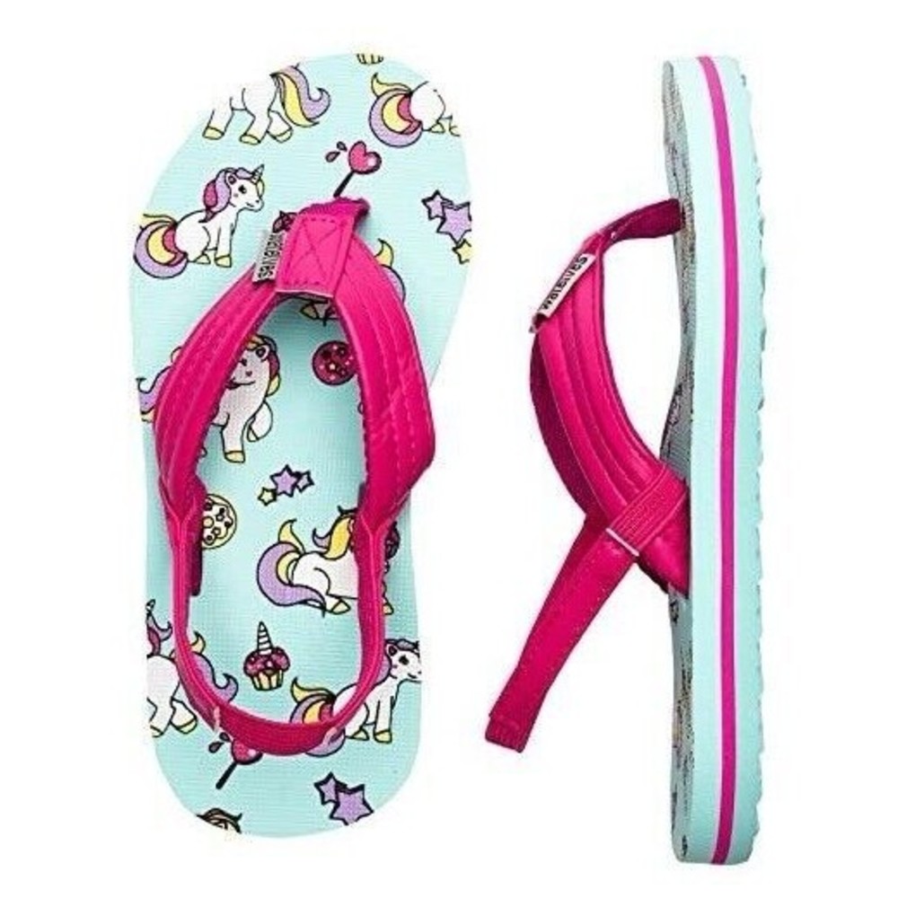 New WateLves Girls Flip Flops Pink Size 2-3 Toddler Unicorn New - Picture 2 of 13
